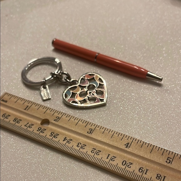 Coach Heart Keychain with Multicolor Accents and a Peach Coach Pen - Picture 4 of 7